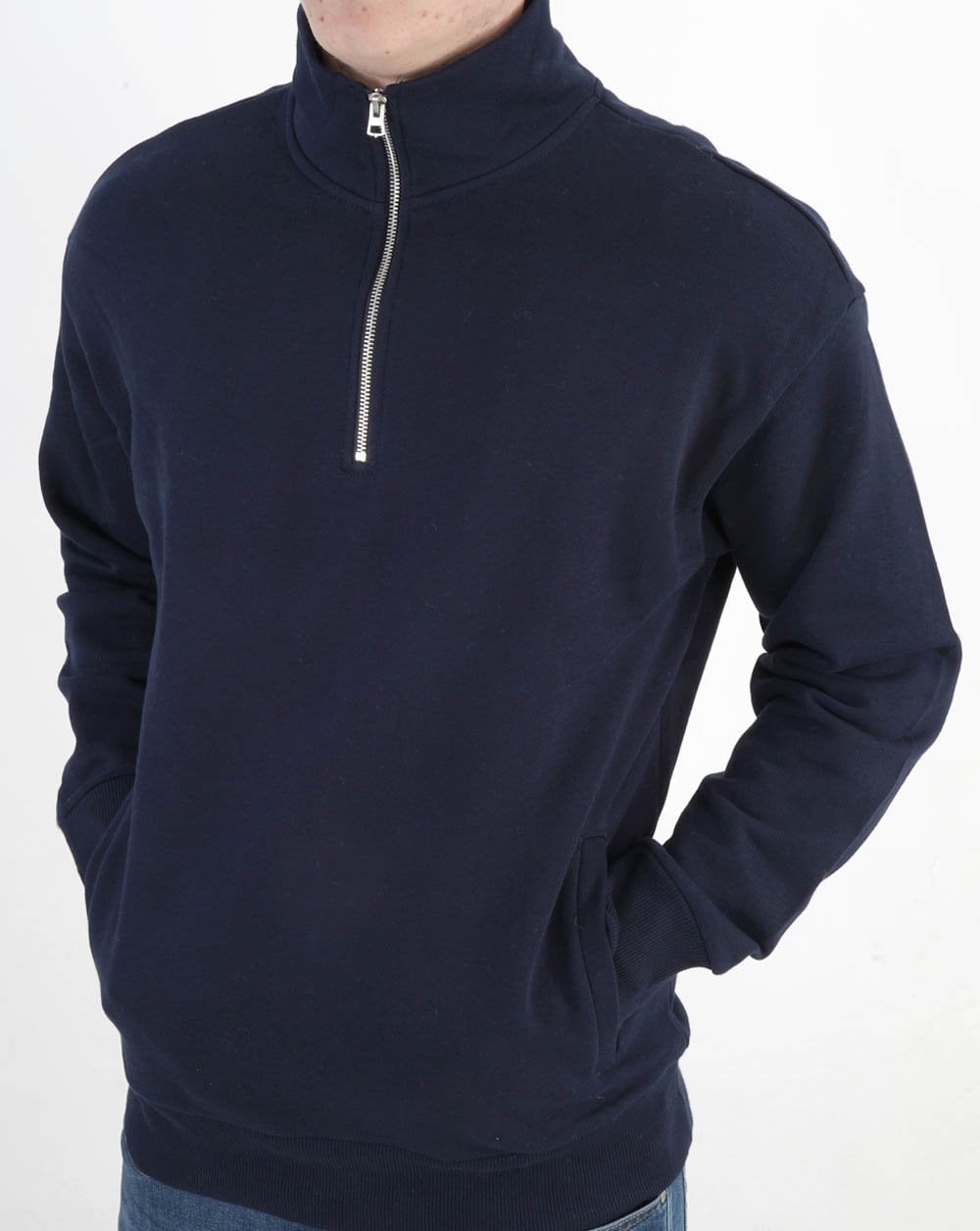 Benetton Quarter Zip Sweatshirt Navy