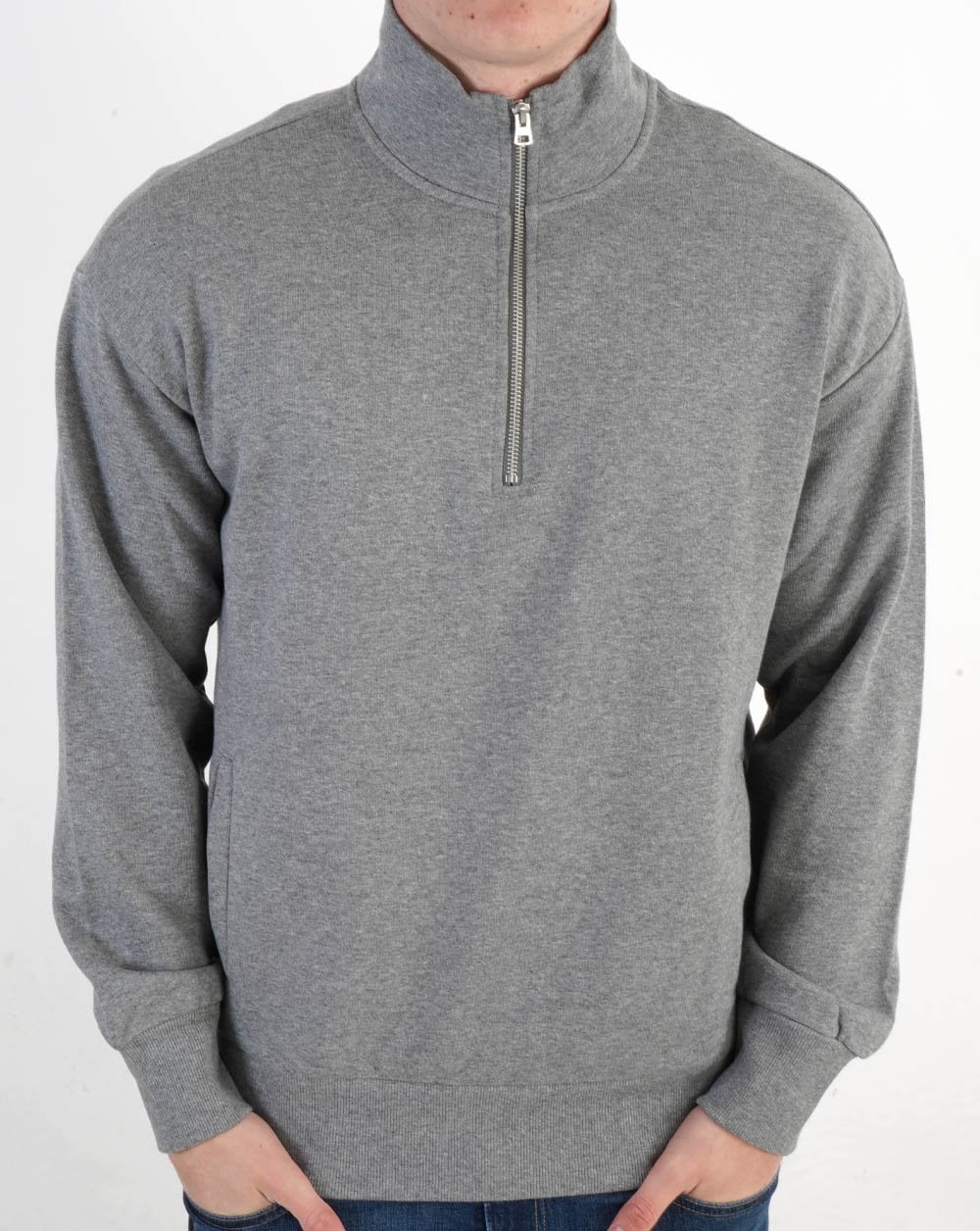 Benetton Quarter Zip Sweatshirt Grey