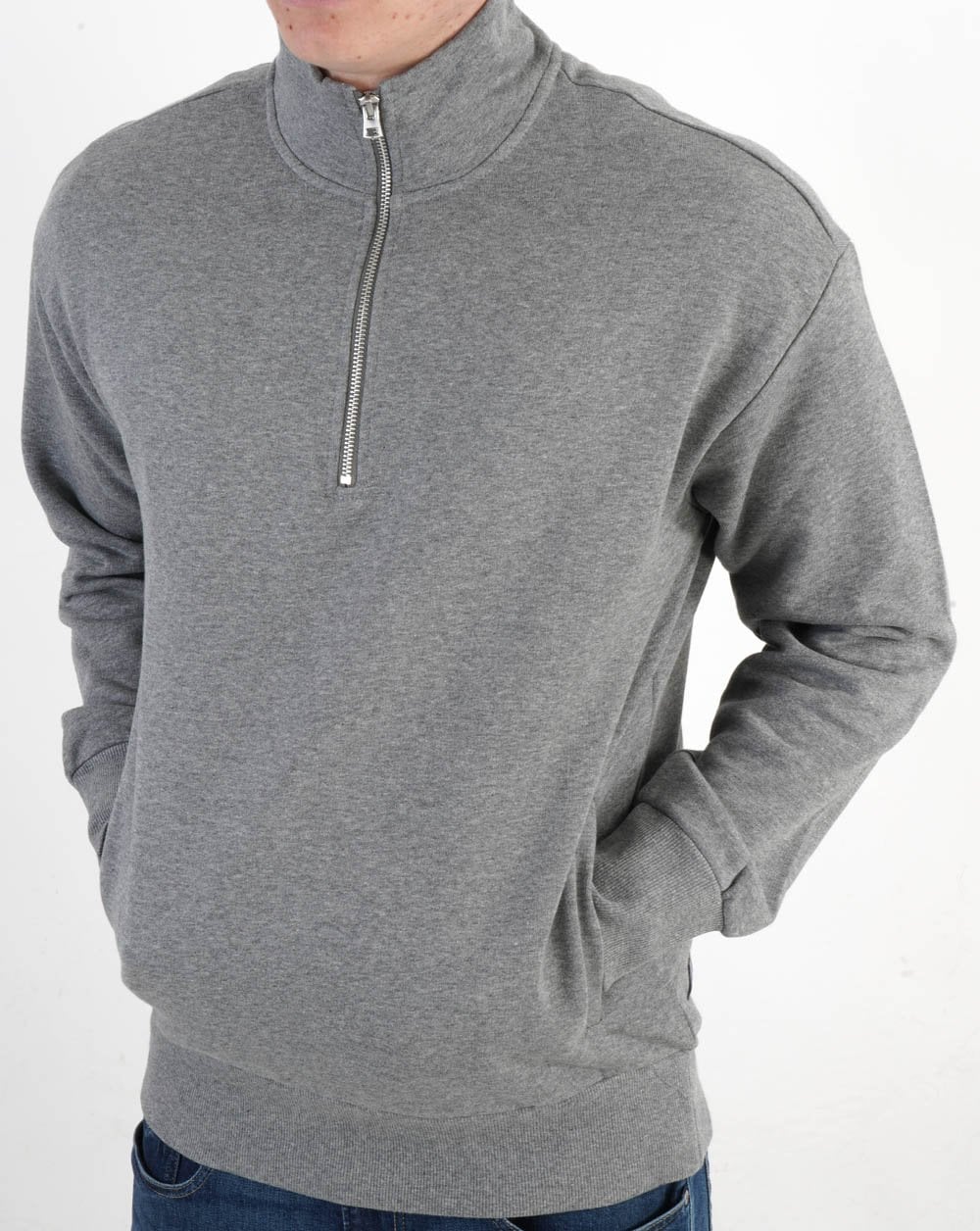 Benetton Quarter Zip Sweatshirt Grey