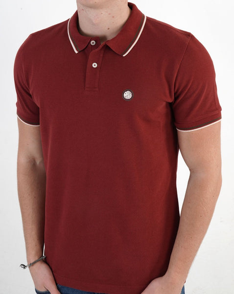 Pretty Green Tipped Polo Shirt Burgundy