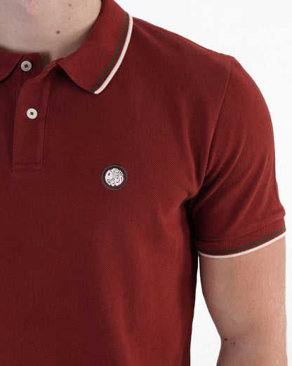 Pretty Green Tipped Polo Shirt Burgundy