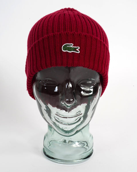 Lacoste Ribbed Wool Beanie Bordeaux