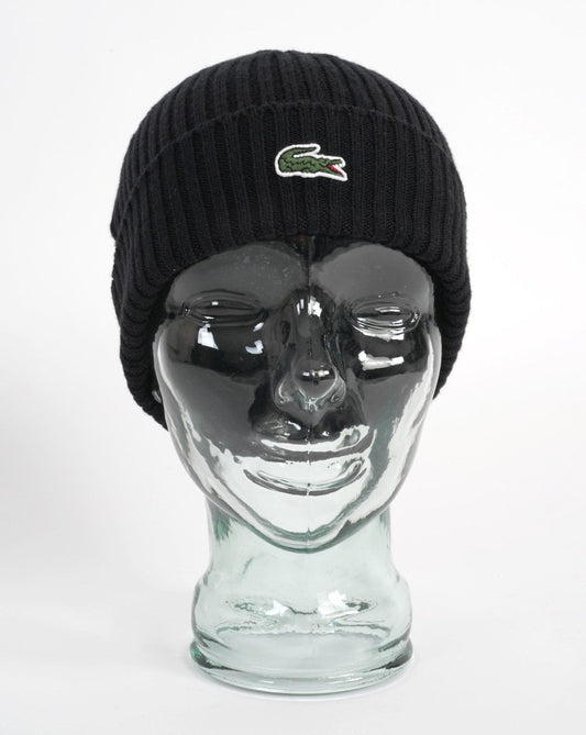 Lacoste Lacoste Ribbed Wool Beanie Black