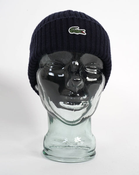 Lacoste Ribbed Wool Beanie Navy