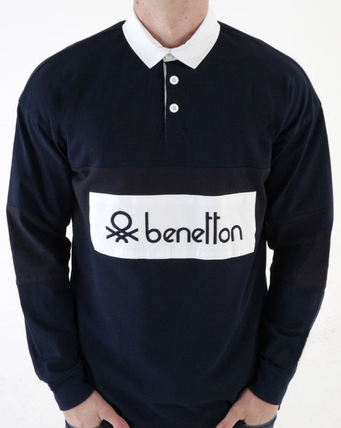 Benetton Rugby Shirt Navy -white