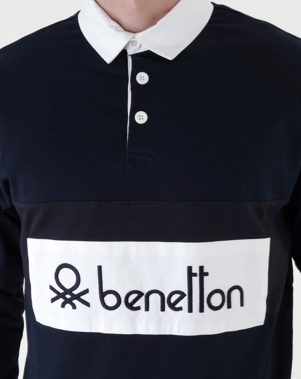 Benetton Rugby Shirt Navy -white