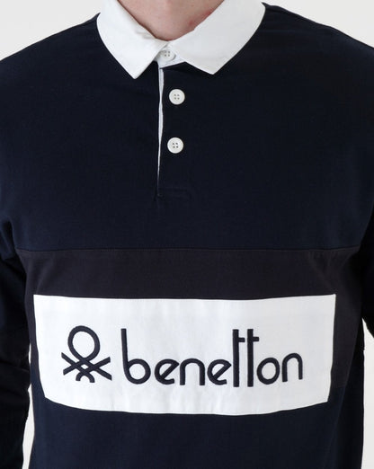 Benetton Rugby Shirt Navy -white