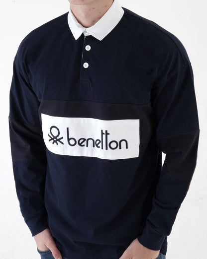 Benetton Rugby Shirt Navy -white