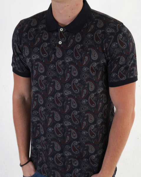 Pretty Green Hamilton Paisley Polo Burgundy