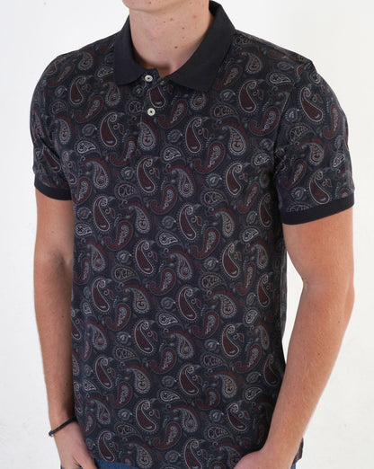 Pretty Green Hamilton Paisley Polo Burgundy