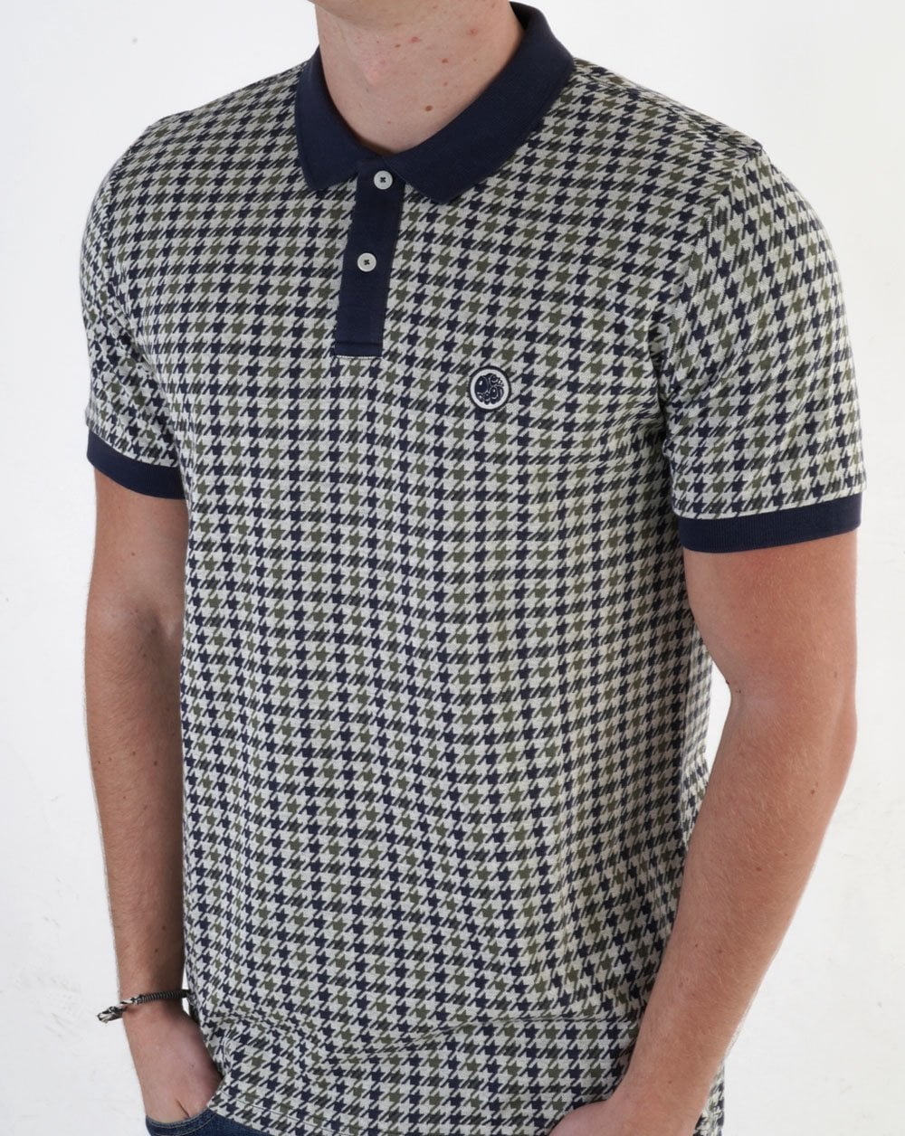 Pretty Green Houndstooth Polo Shirt Multi Colour