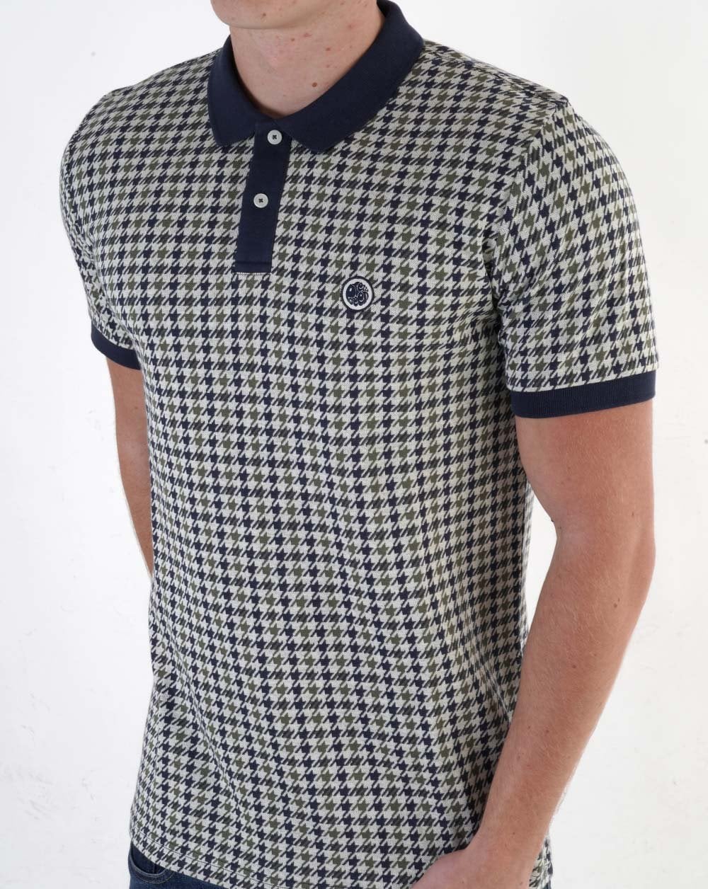 Pretty Green Houndstooth Polo Shirt Multi Colour