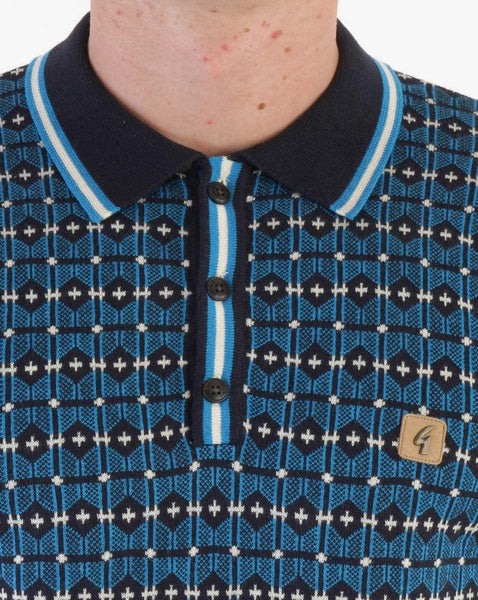 Gabicci Vintage Ernest LS Knitted Polo Navy