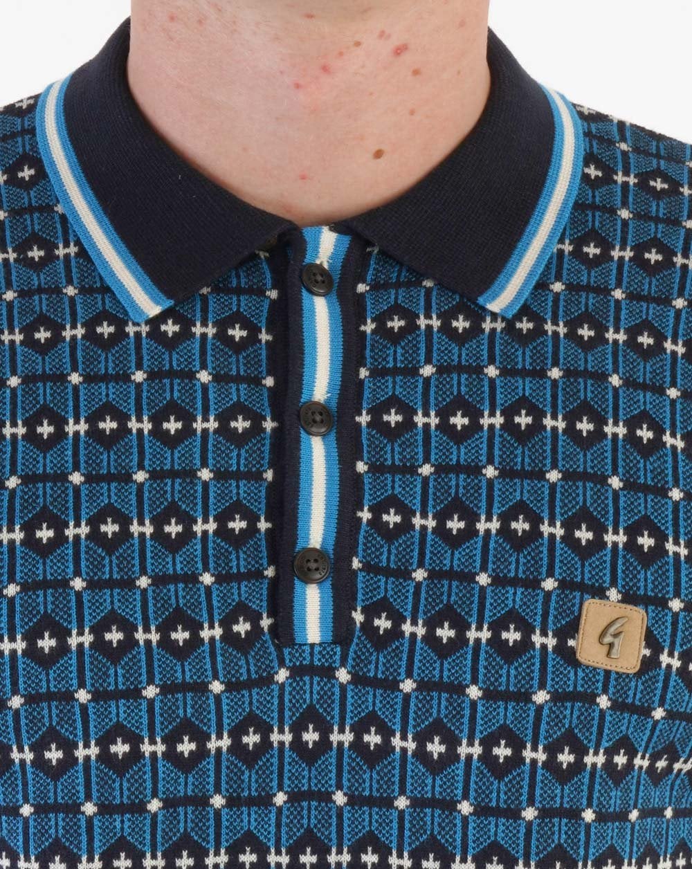 Gabicci Vintage Ernest LS Knitted Polo Navy
