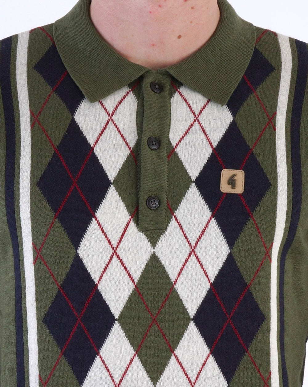 Gabicci Vintage Humphrey Long Sleeve Knitted Polo Olive