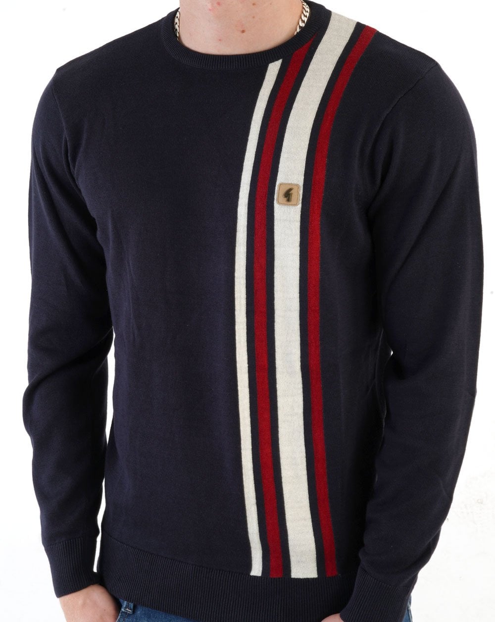 Gabicci Vintage Striped Knit Jumper Navy