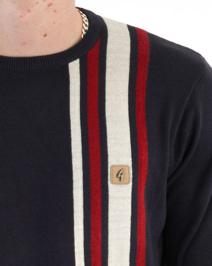 Gabicci Vintage Striped Knit Jumper Navy
