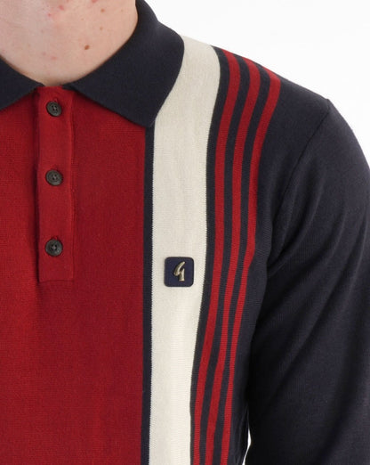Gabicci Vintage Searle LS Knitted Polo Shirt Navy