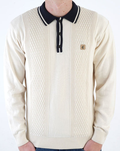 Gabicci Vintage Bethal Knit Polo Cream