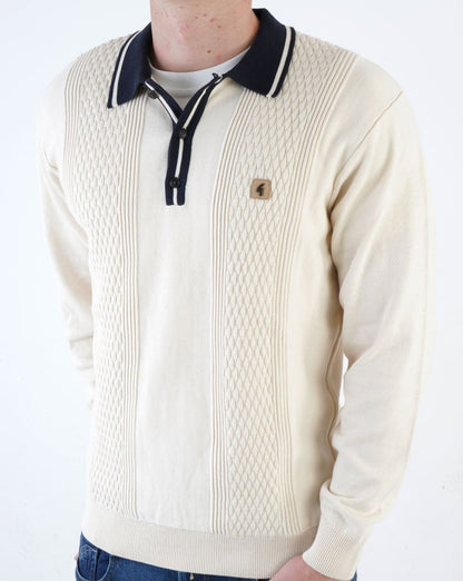 Gabicci Vintage Bethal Knit Polo Cream