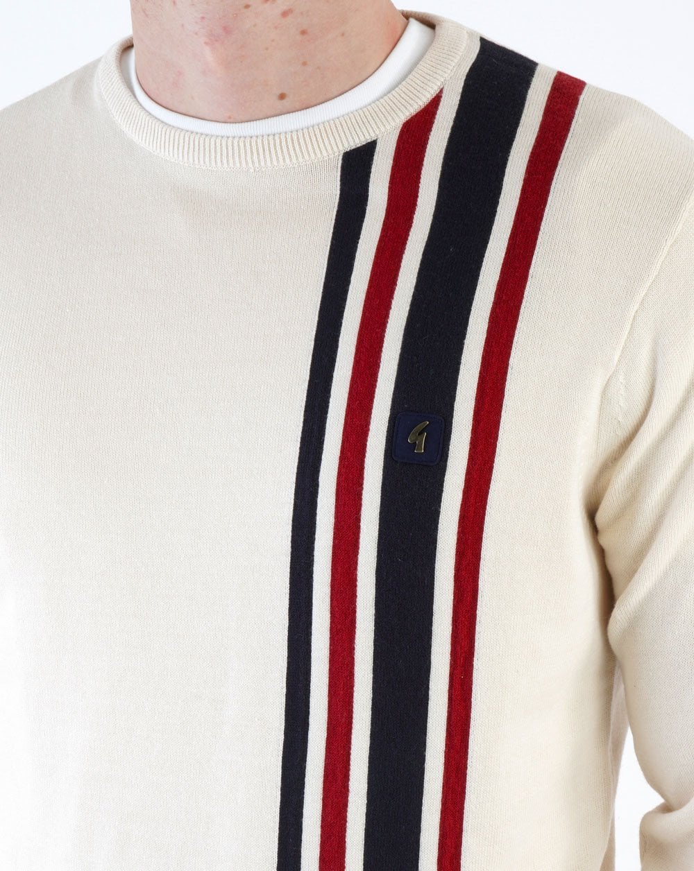 Gabicci Vintage Striped Knit Jumper Cream