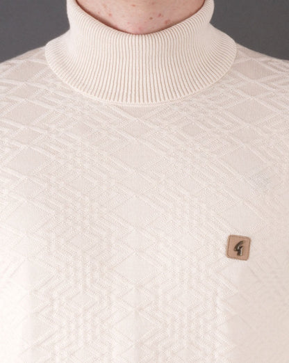 Gabicci Vintage Leonardo Knitted Roll Neck Cream