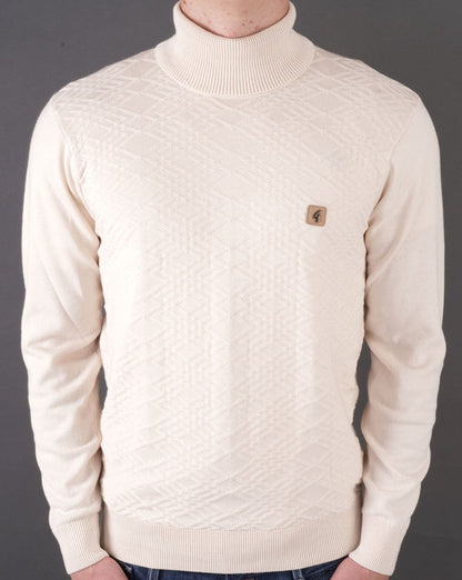 Gabicci Vintage Leonardo Knitted Roll Neck Cream