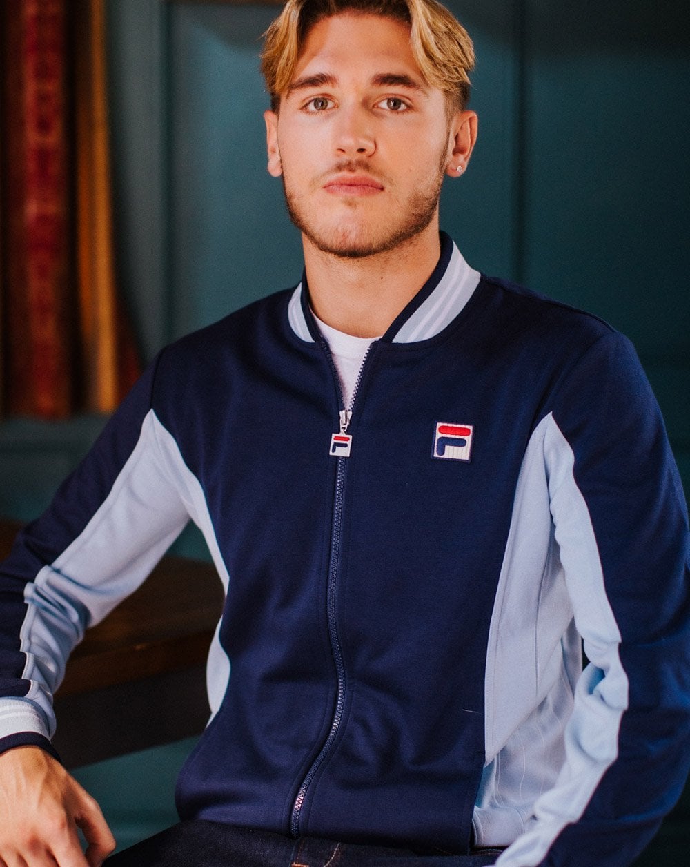 Fila Vintage Settanta Track Top Exclusive Pro Badge in Navy Sky