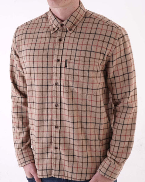 Ben Sherman Recycled Cotton Tattersall Check Shirt Fawn