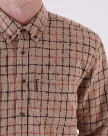 Ben Sherman Recycled Cotton Tattersall Check Shirt Fawn