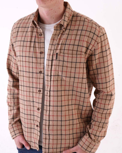 Ben Sherman Recycled Cotton Tattersall Check Shirt Fawn