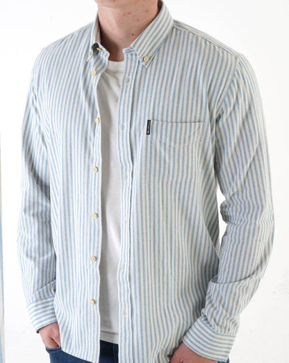 Ben Sherman Recycled Cotton Oxford Stripe Shirt Pale Blue
