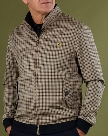 Gabicci Vintage Hadrian Checked Harrington Jacket Beige