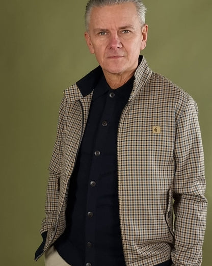 Gabicci Vintage Hadrian Checked Harrington Jacket Beige