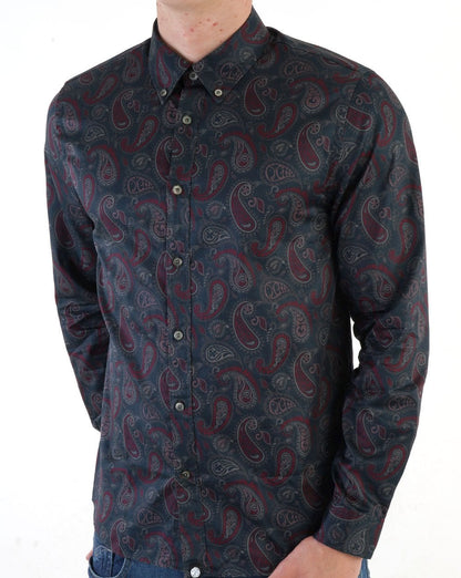 Pretty Green Hamilton Paisley Shirt Burgundy