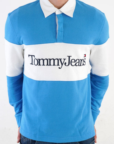 Tommy Jeans Colour Block Rugby Shirt Blue