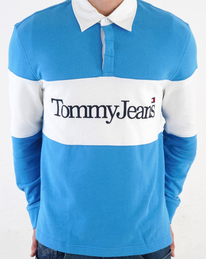 Tommy Jeans Colour Block Rugby Shirt Blue
