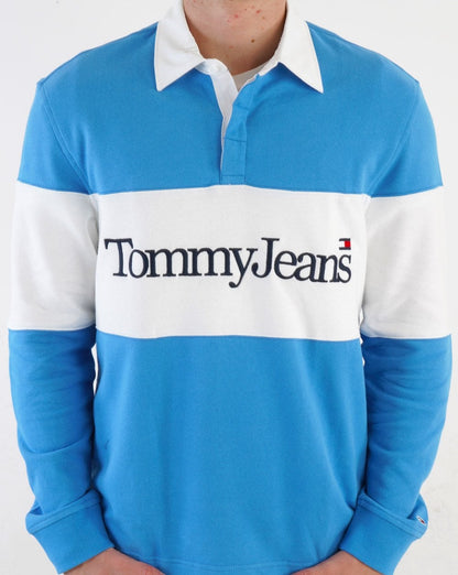 Tommy Jeans Colour Block Rugby Shirt Blue