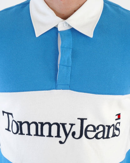 Tommy Jeans Colour Block Rugby Shirt Blue