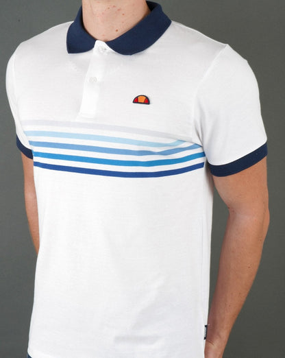 Ellesse Faded Multi Stripe Polo Shirt White/Blue