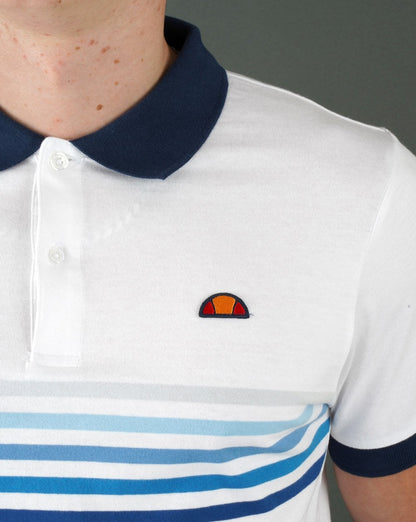 Ellesse Faded Multi Stripe Polo Shirt White/Blue