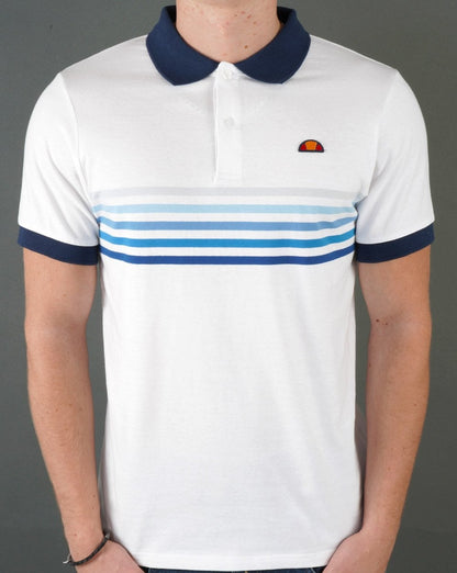 Ellesse Faded Multi Stripe Polo Shirt White/Blue