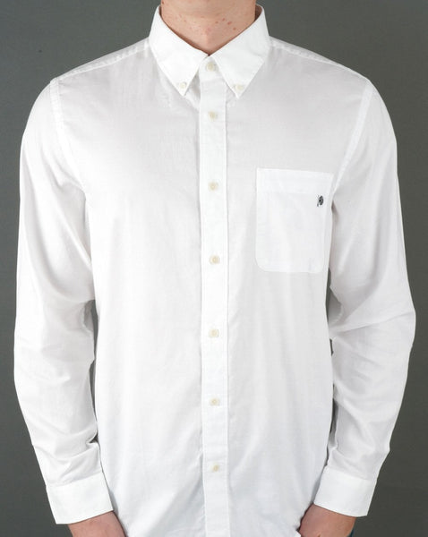 Pretty Green Oxford Long Sleeve Shirt White