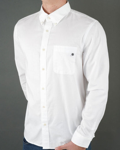 Pretty Green Oxford Long Sleeve Shirt White