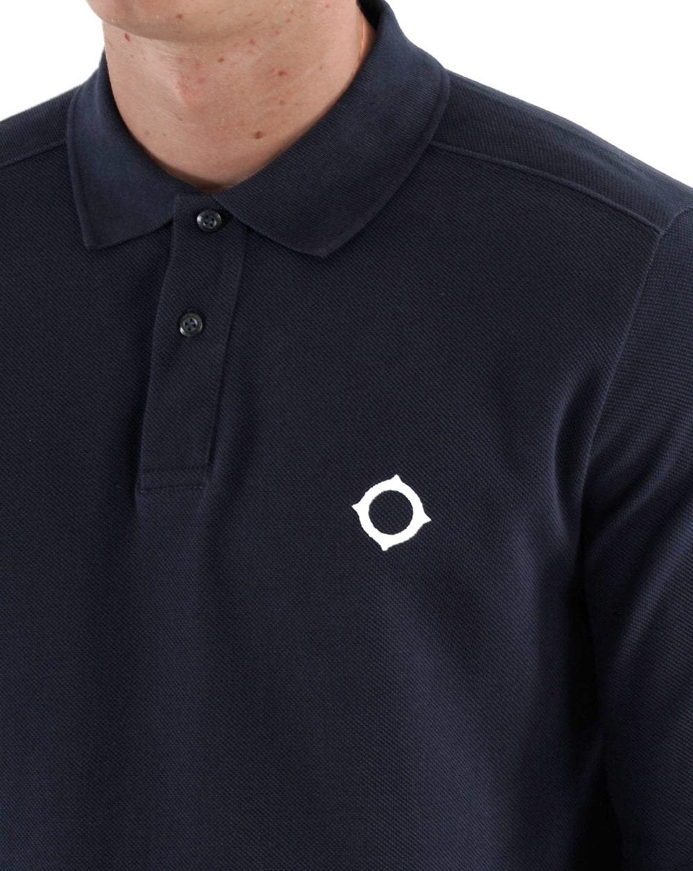 MA. STRUM Long Sleeve Pique Polo Shirt Navy