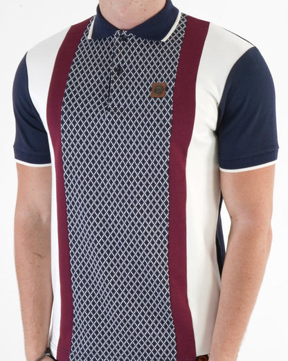 Trojan Geometric Panel Polo Navy