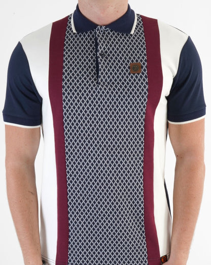 Trojan Geometric Panel Polo Navy