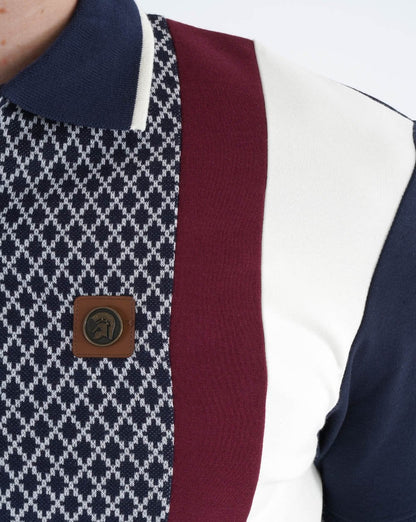 Trojan Geometric Panel Polo Navy