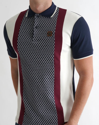 Trojan Geometric Panel Polo Navy