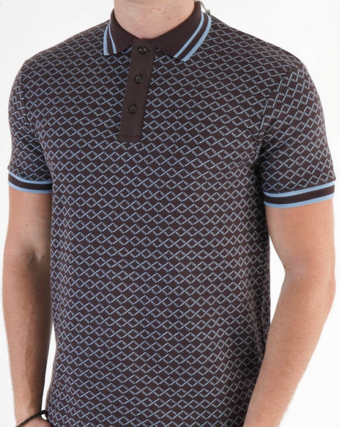Ska & Soul Rope Stripe Jacquard Polo Chocolate